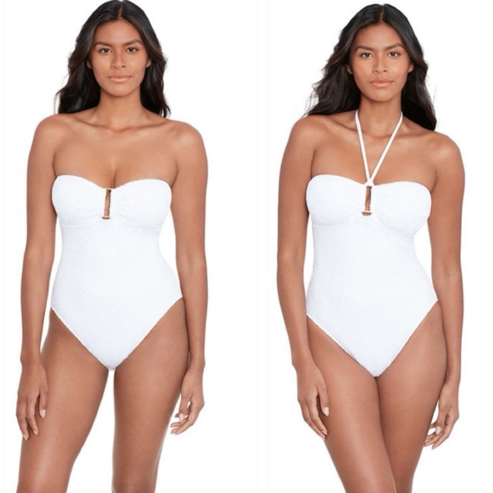 Lauren Ralph Lauren White Textured Strapless One-Piece Swimsuit